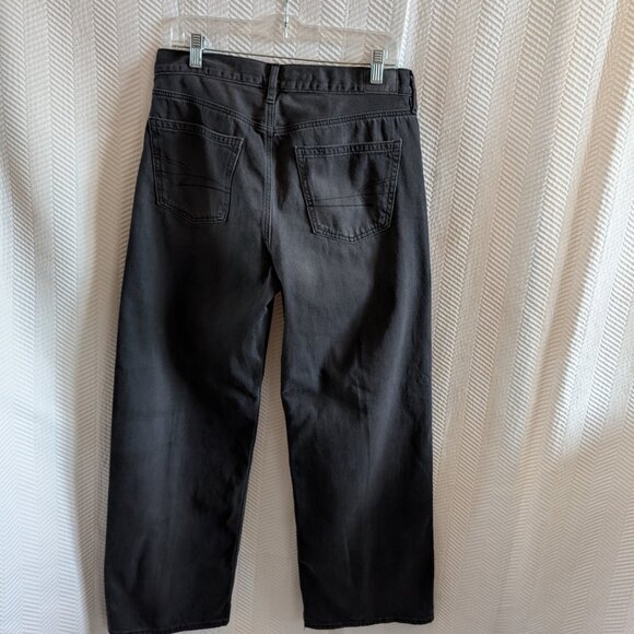 American Eagle Low Rise Skater Jeans Black Wide Leg Denim Size 8 Regular Grunge - Picture 2 of 12